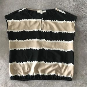 Loft Black, tan and white striped Shirt Size XSP